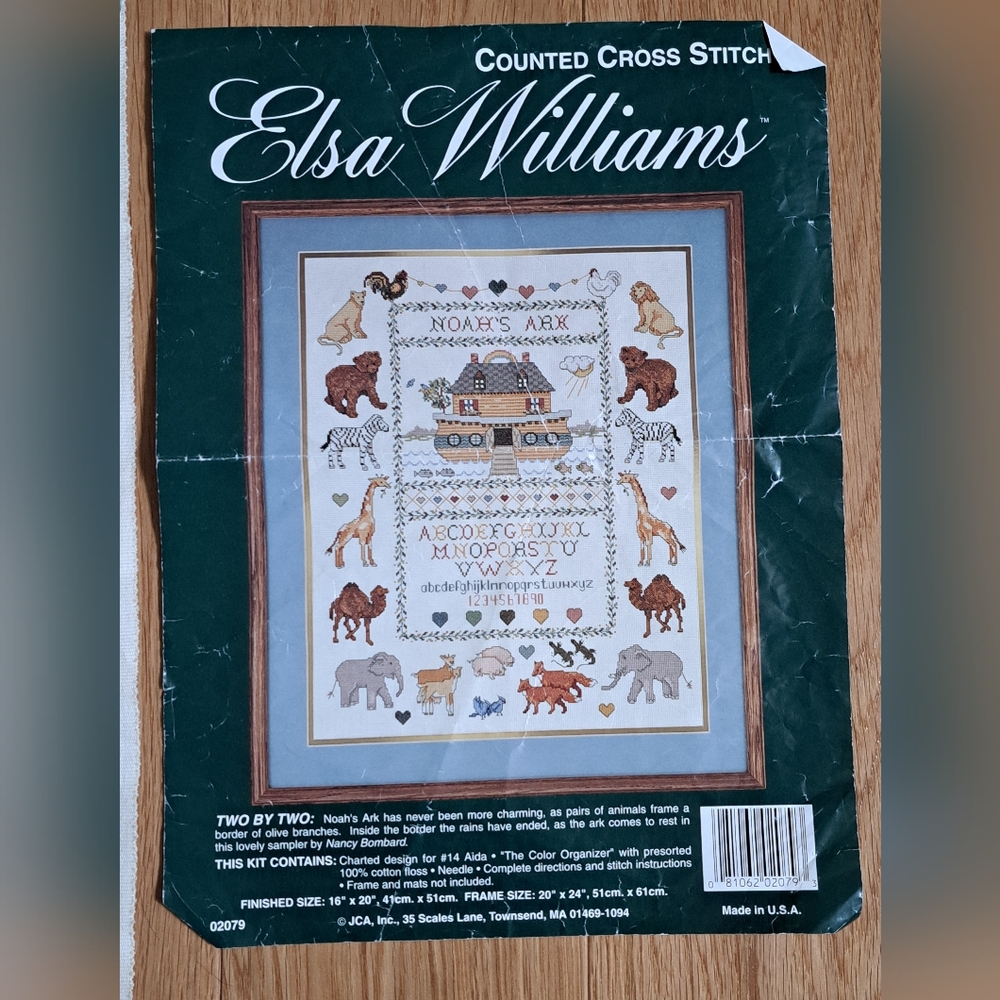 Elsa Williams Two By Two Noah's Ark Sampler Counted Cross Stitch-Started - Picture 4 of 14